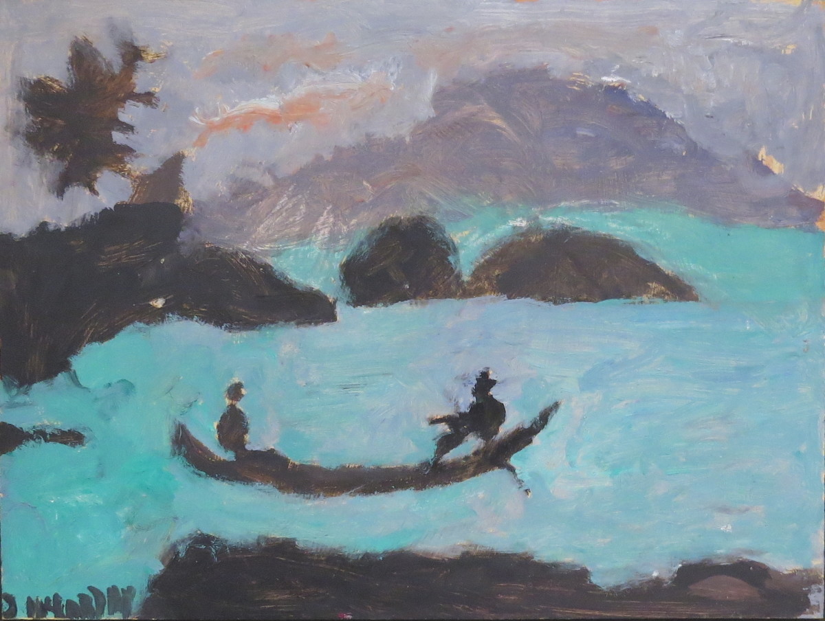 Seascape with Figures in Boat by Justin McCarthy 