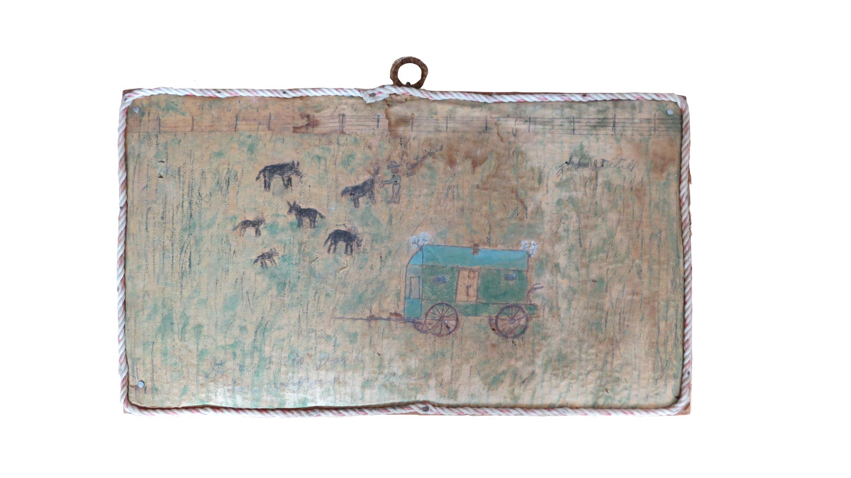 Wagon with Grazing Animals by Unidentified  