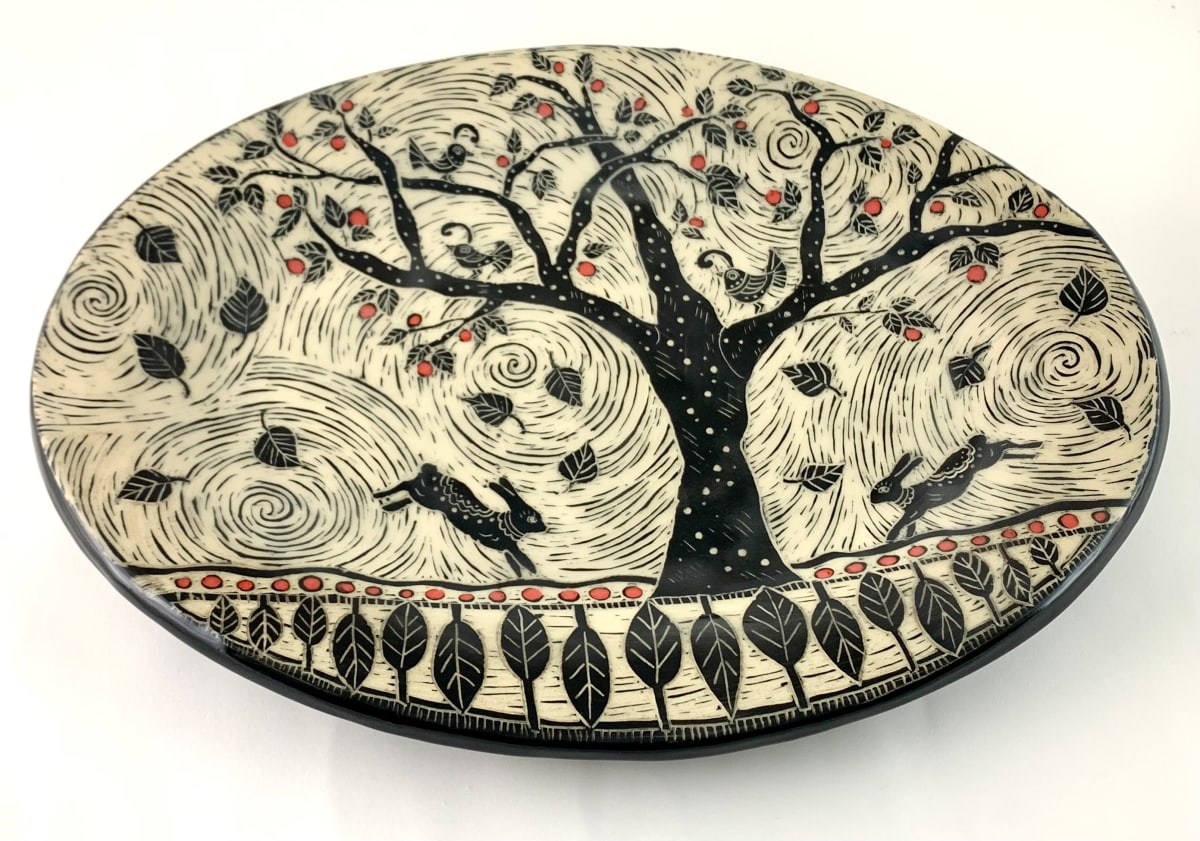 Large Oval Platter - Welcome Home (Rabbits Leap) by Patricia Griffin 