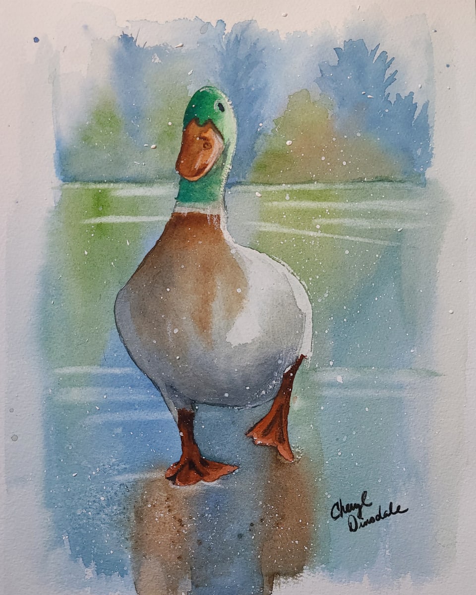 Duck on the Icy Pond by Cheryl Dinsdale 
