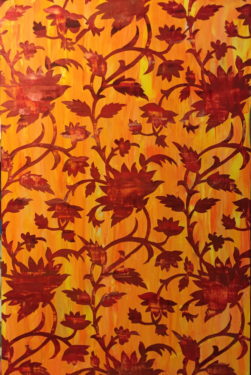 Antiquated Flora - Orange and Crimson by Sean Christopher Ward 