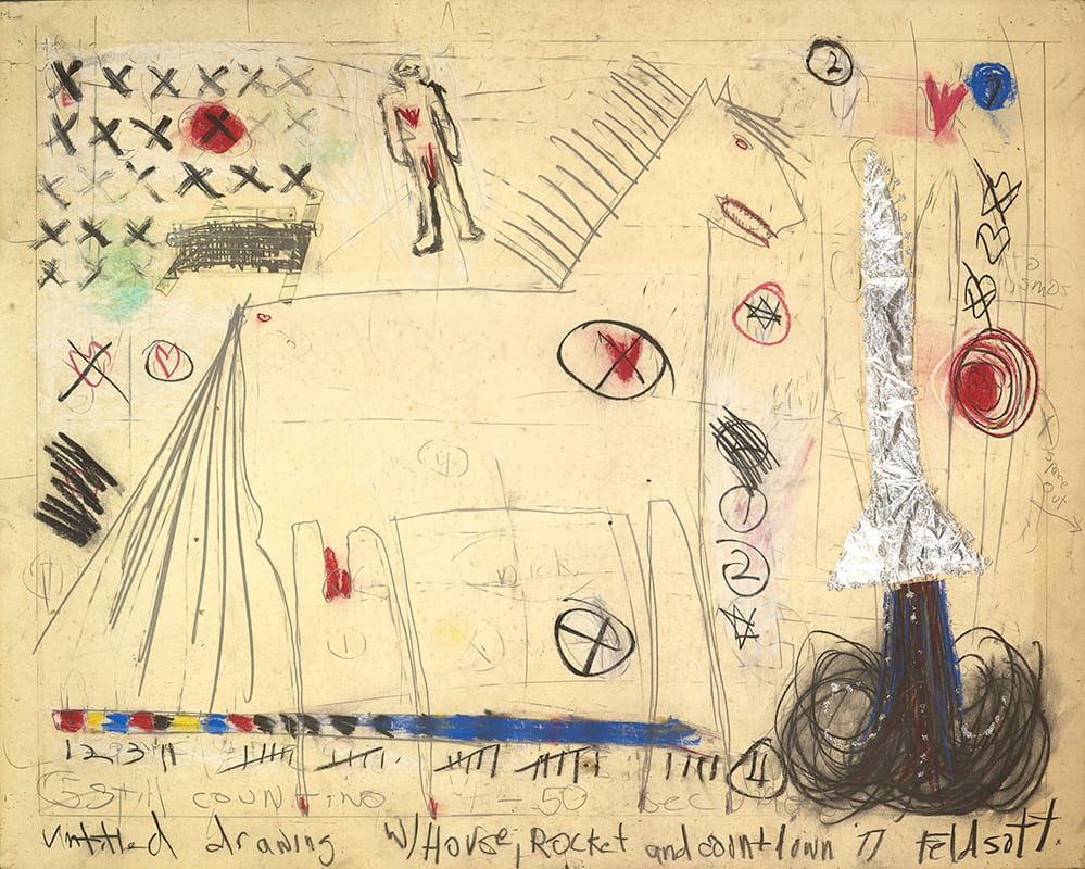 Untitled Drawing w/ House, Rocket + Countdown by Feldsott 