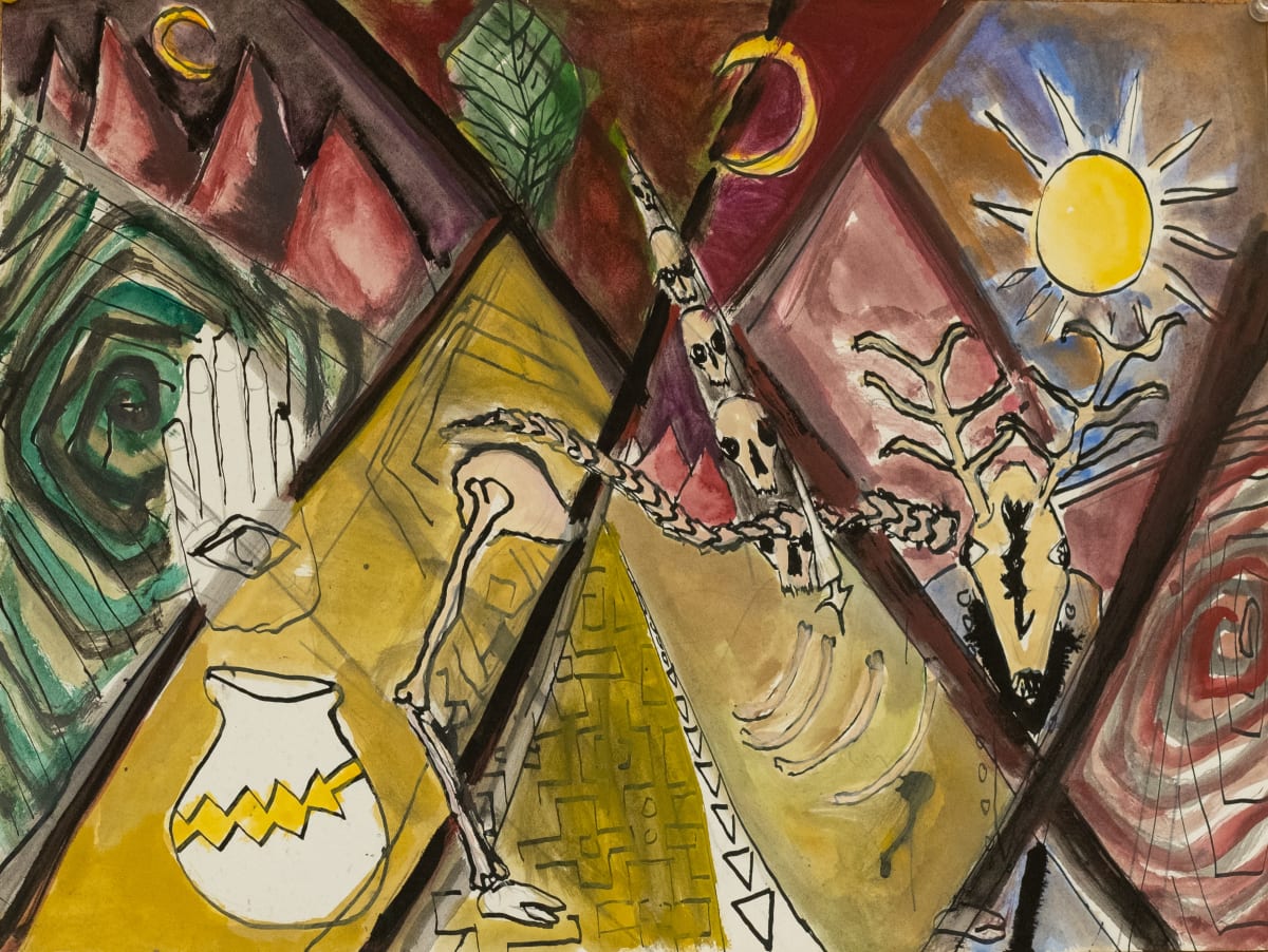 Deer Skeleton - Sun in Rt Corner 