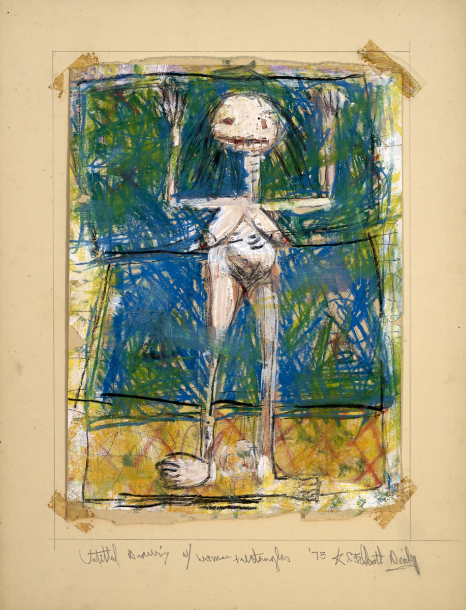 Untitled Drawing w/ Woman + Rectangles by Feldsott 