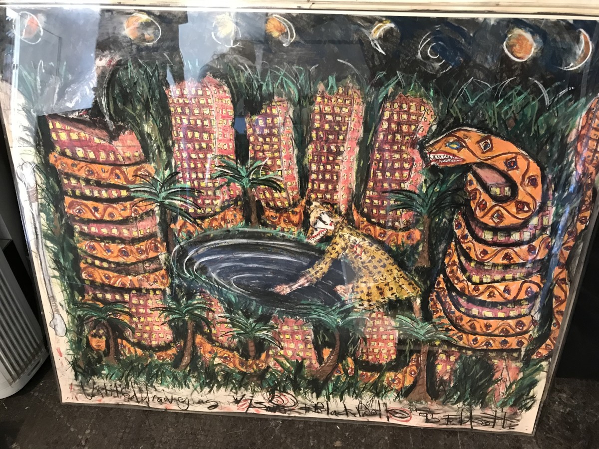 Untitled Drawing w/  Snake + Black Pool by Feldsott 