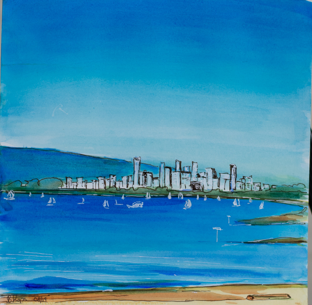 Vancouver Evening  Skyline by Barbara Kops 