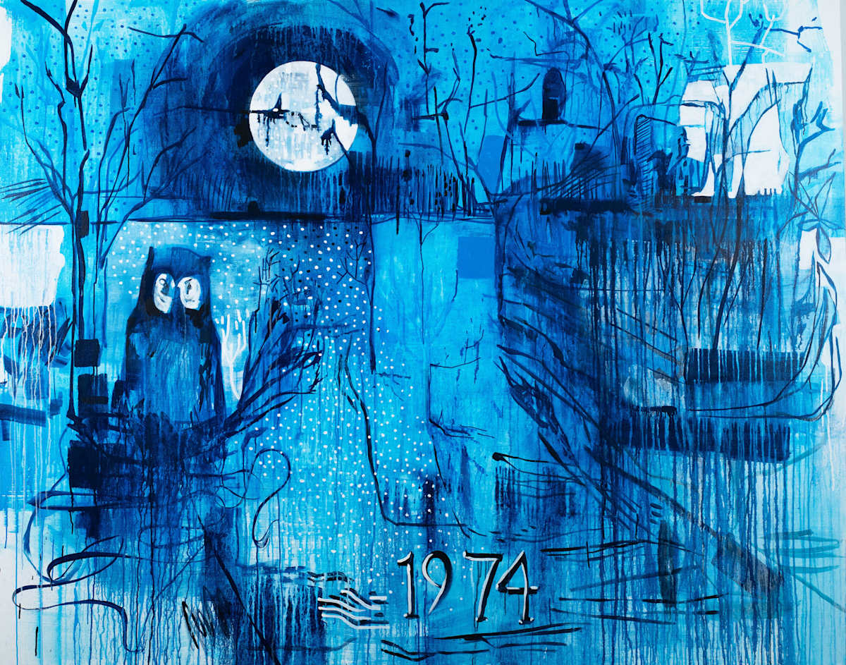 1974 Two Owls by Brian Frink, Image 1.