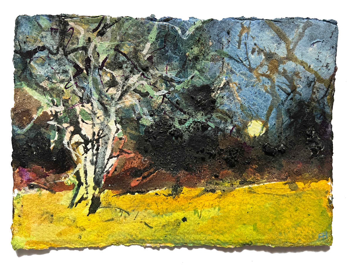 LICHEN MOON WITH THE HAWTHORN TREE by Frances Hatch 