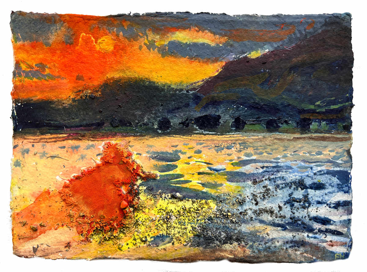 VERMILLION RAG BY BRANTWOOD JETTY, Coniston Water, Cumbria. by Frances Hatch, Image 1.