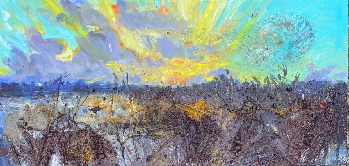 CREPUSCULAR RAYS with MURMURATIONS.  Radipole Lake, Weymouth, Dorset. by Frances Hatch, Image 2.