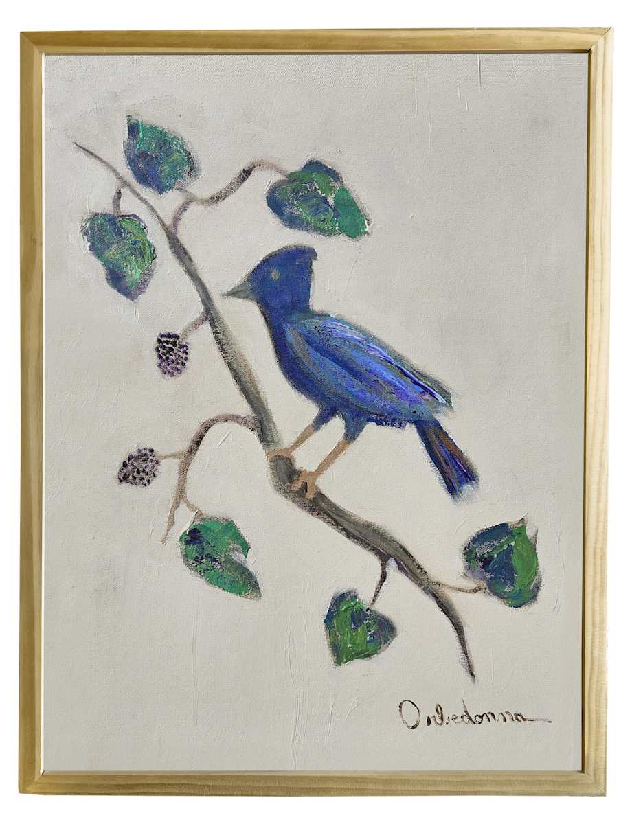 Bird On Blackberry Vine by Orbedonna 