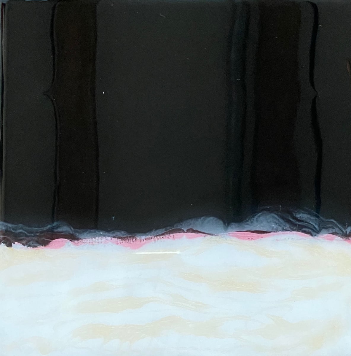 Unexpected Series - #6 by Kathie Collinson  Image: Black and White Acrylic Paint with gold metallic and white tinted resin