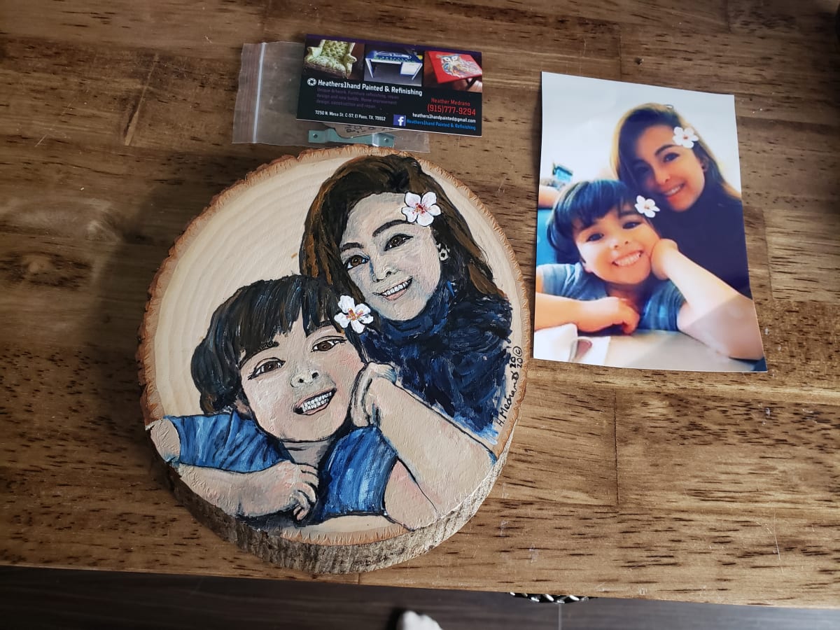 Portrait Wood Slice Commission 6"-7" by Heather Medrano 
