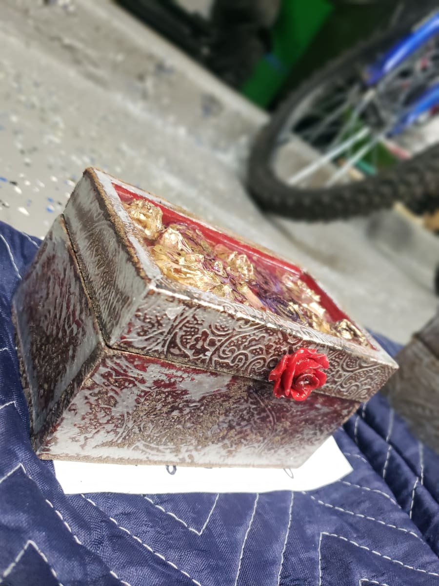 Small textured resin rose box by Heather Medrano 