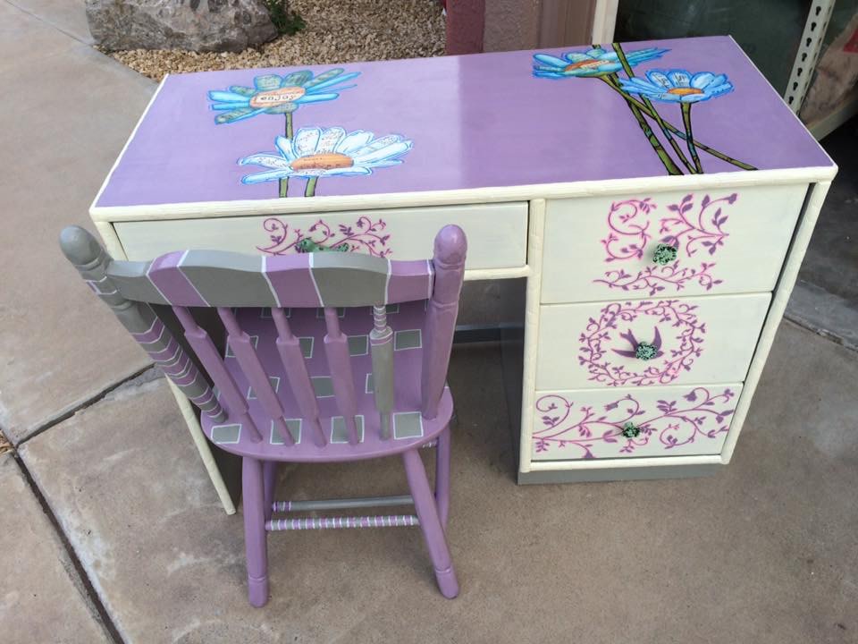 Lilac little girls desk set by Heather Medrano 