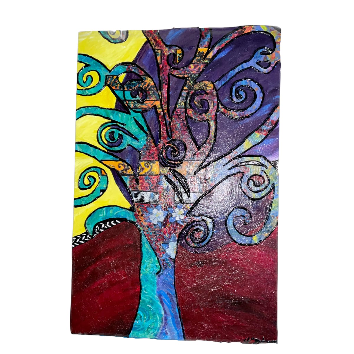 Abstract tree with driftwood frame by Heather Medrano 