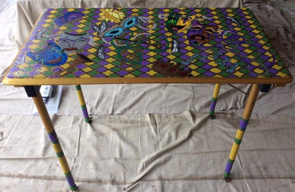 New Orleans folding wood table by Heather Medrano 