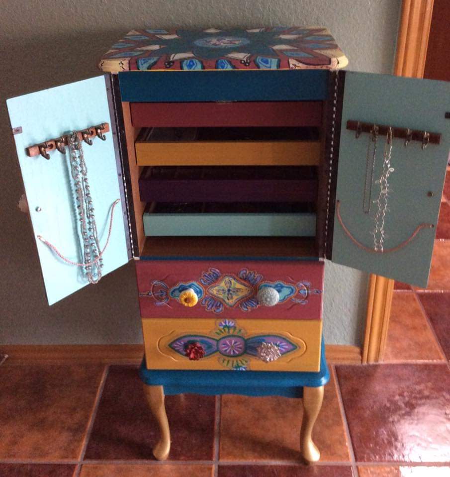 Painted jewelry dressor by Heather Medrano 