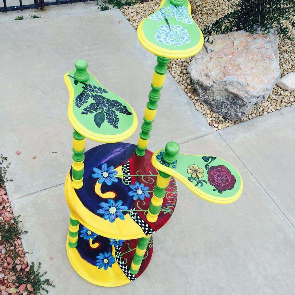 Bright flower plant stand by Heather Medrano 