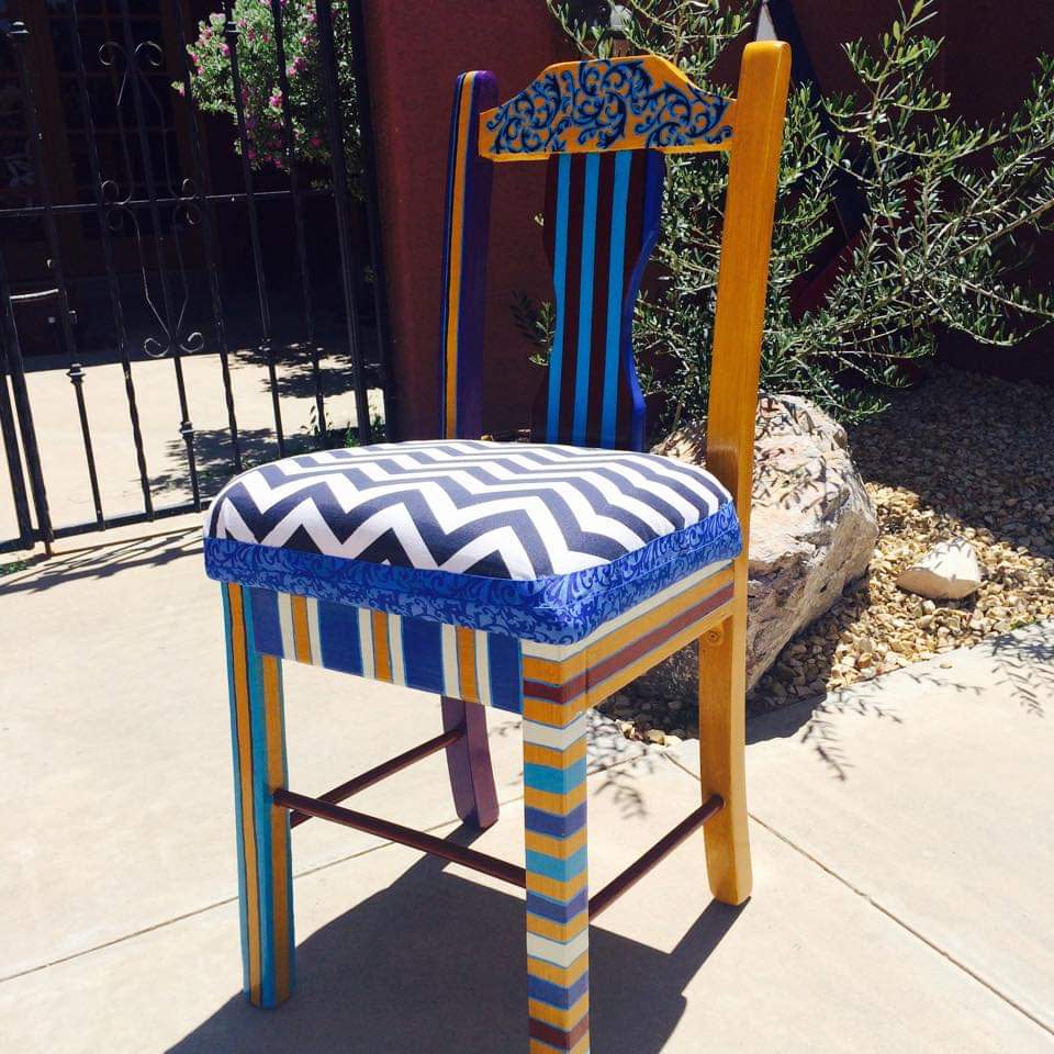 Striped Bright Artist Desk chair by Heather Medrano 