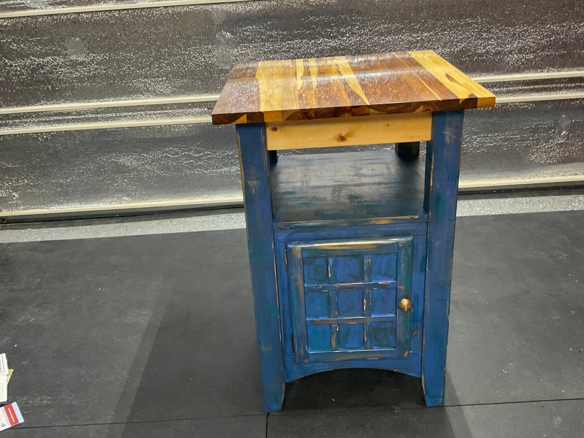 Cosmic colbalt blue farmhouse island table by Heather Medrano 