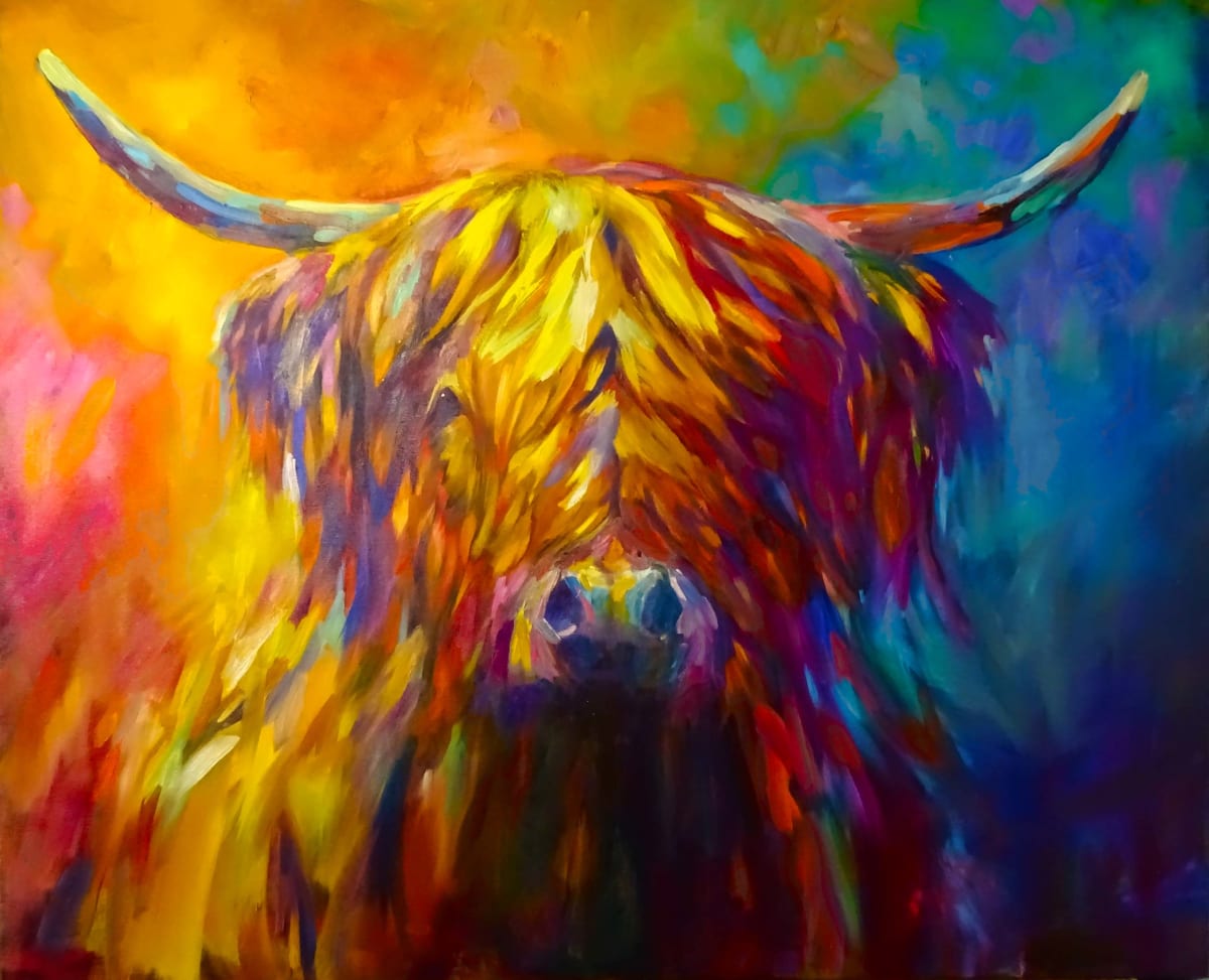 Rosslyn - Original Highland Cow Oil painting by Sue Gardner  