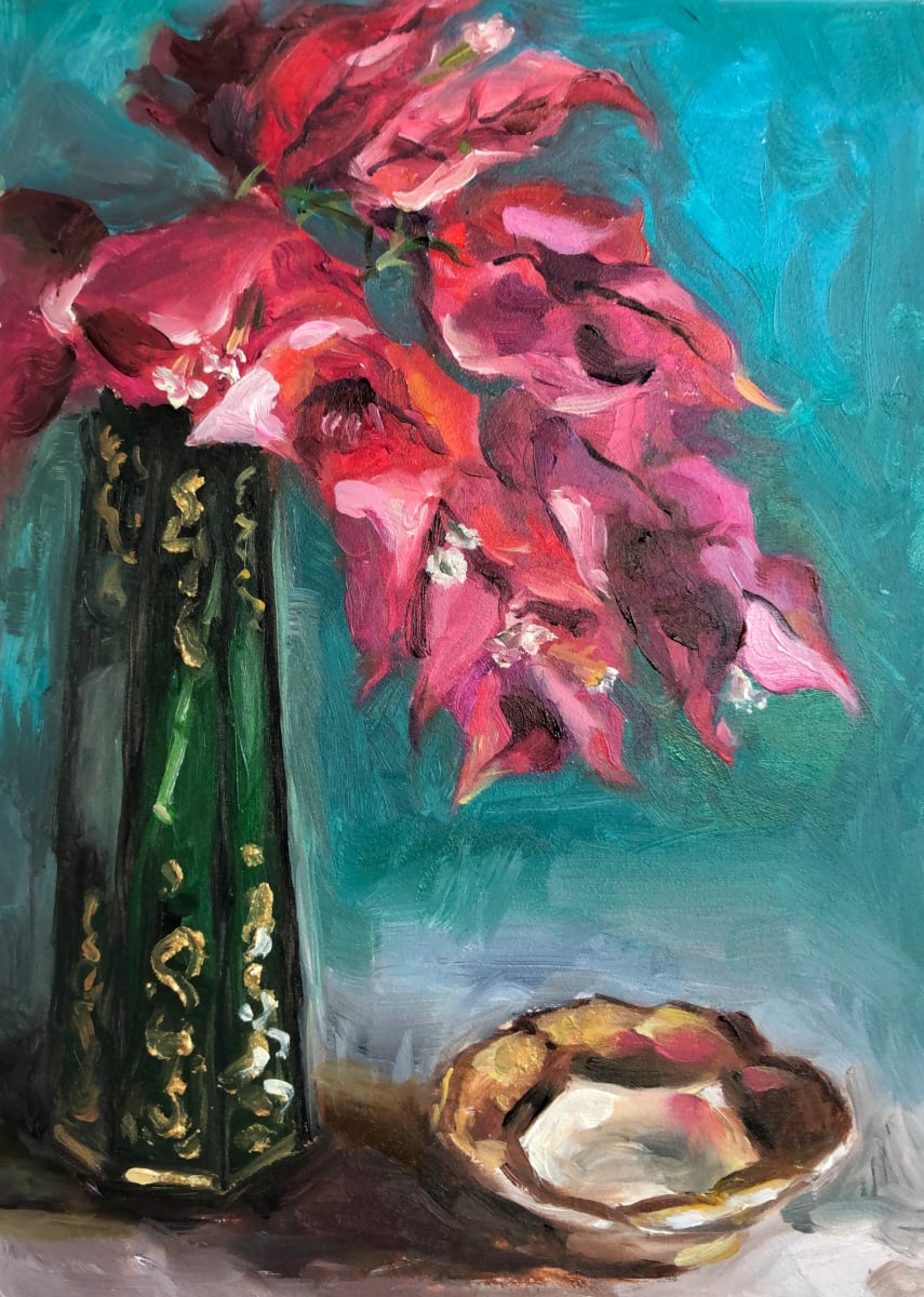 Bougainvillea with Porcelain Dish by Ivana Ignjacevic 