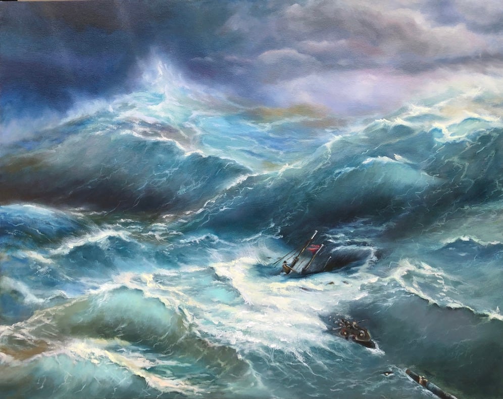 The Wave- After Ivan Aivazovsky by Ivana Ignjacevic Okereke 