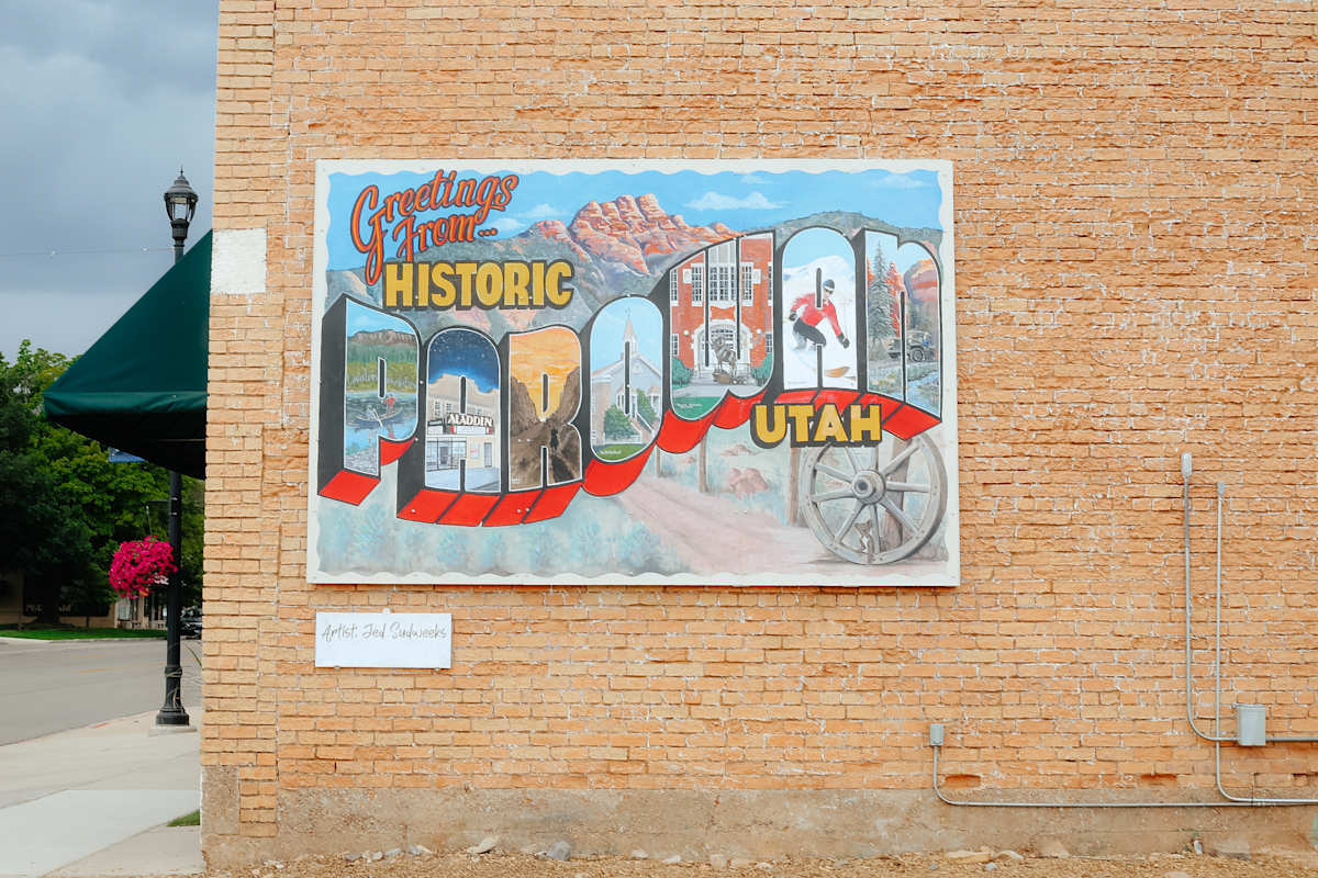 Greetings from Historic Parowan Utah by Jed Sudweeks  Image: Approximately 73 N. Main Street, Parowan.

Photograph by Ryann S. Ford. Licensed by Creative Commons (CC  BY-SA). 