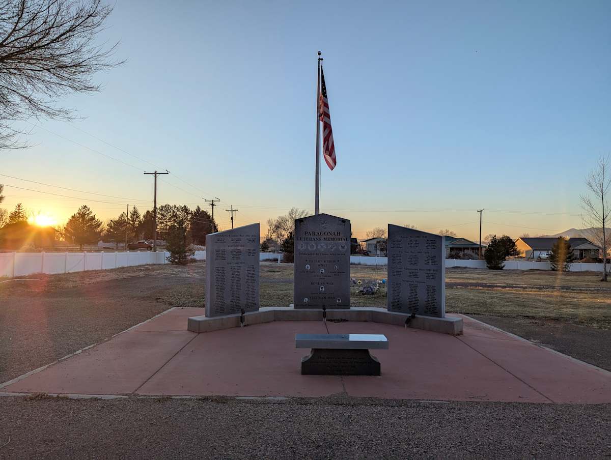 Veteran Memorial, Cemetery - Paragonah  Image: 15 N 570 E, Paragonah UT.
Photograph by Jacob B. Arnell. Licensed by Creative Commons (CC BY-SA).