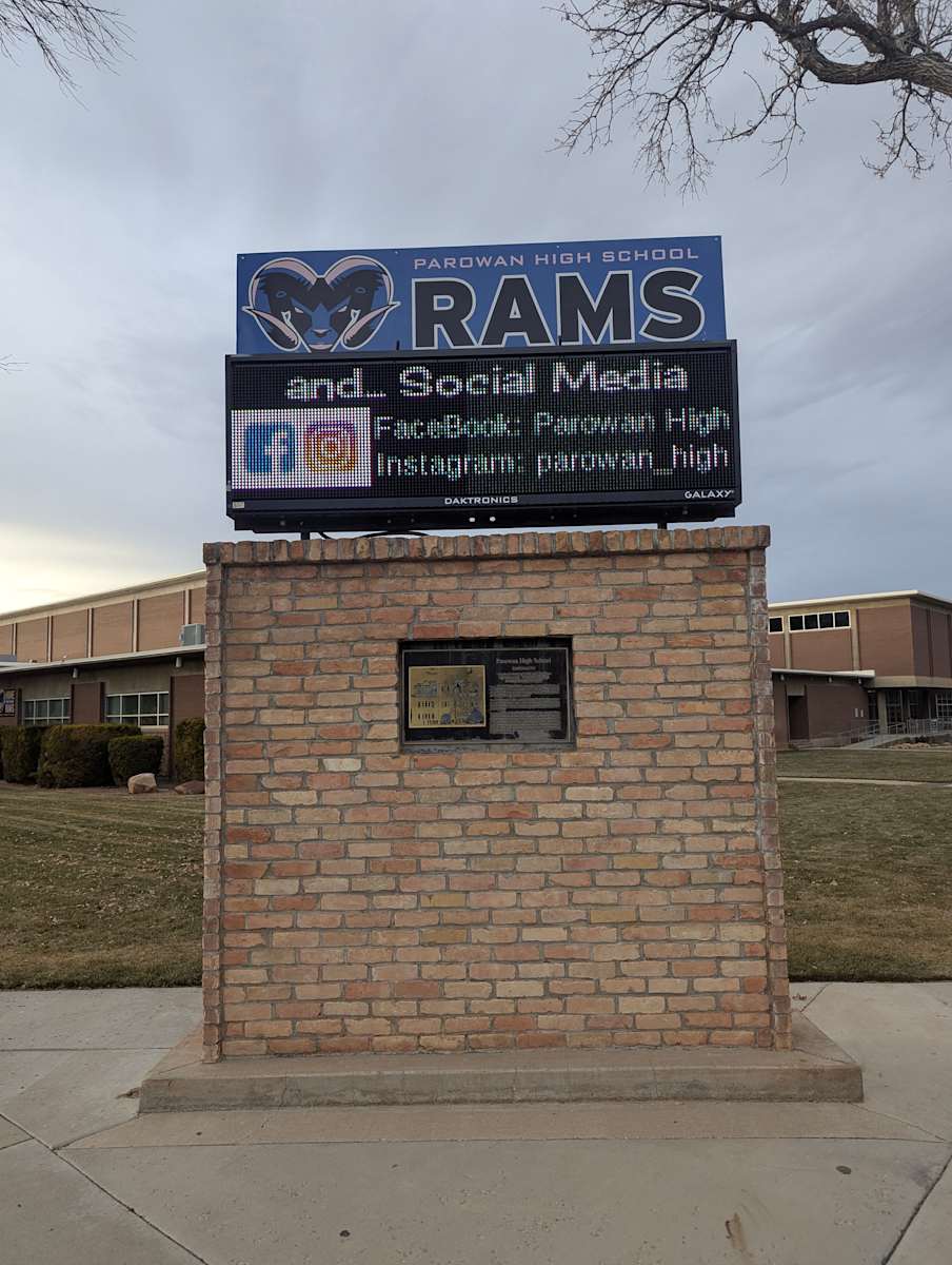Historic Parowan High School Marquee  Image: Photograph by Jacob B. Arnell. Licensed by Creative Commons (CC BY-SA).