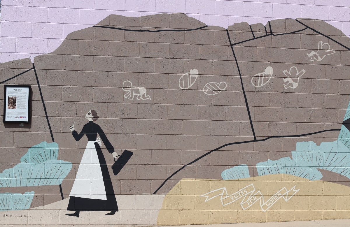 Paulina Phelps Lyman Mural by Brooke Smart  Image: 121 N Main Street, Cedar City Utah (being the Main Street-facing buildings).

Photography by Steven D. Decker. Licensed by Creative Commons (CC BY-SA). 