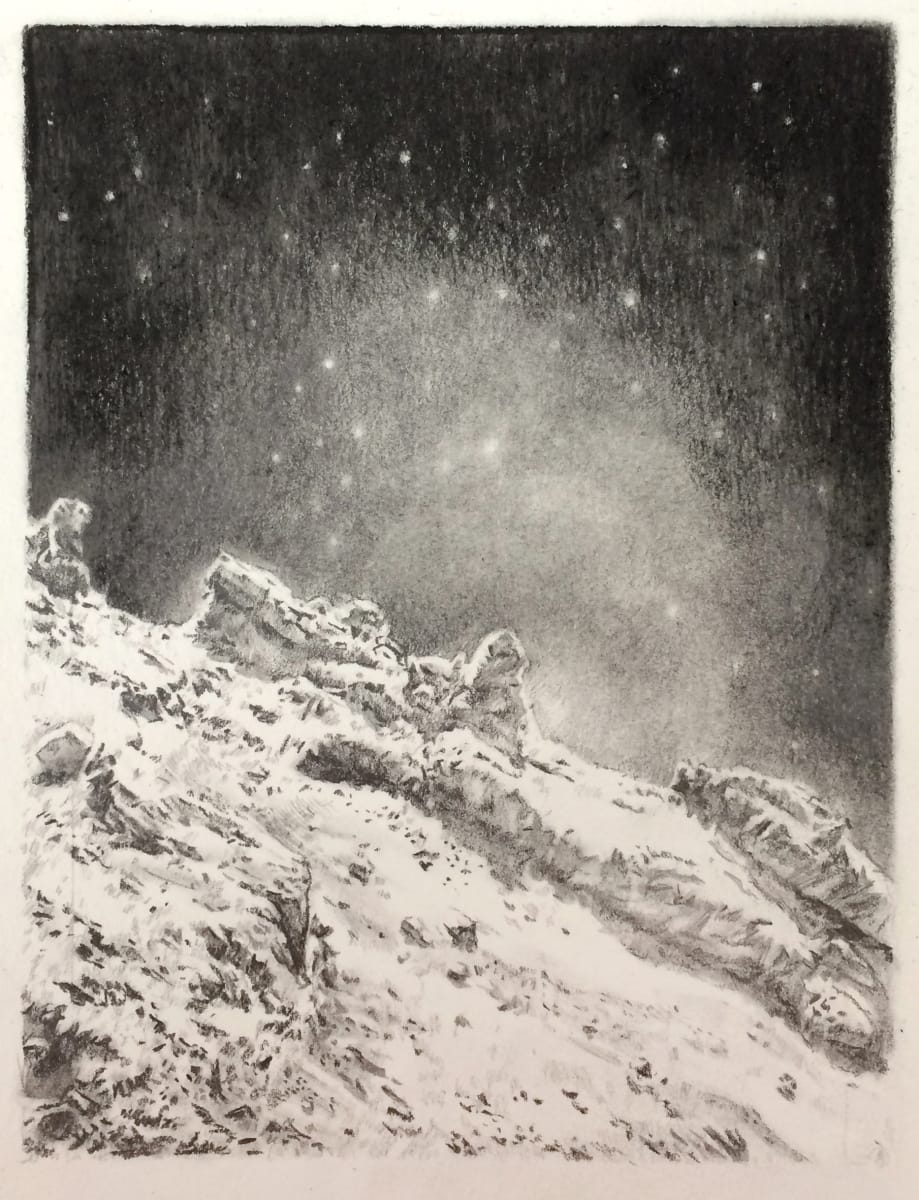 Comet Landscape by Anne Wölk  Image:  2020, 18 x 13 cm, pencil on paper
sold by XMAS Kunstklatsch 2022