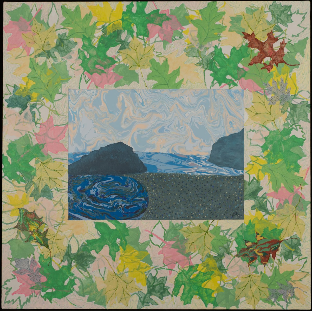 Still life with north shore landscape-spring by George Lutz 