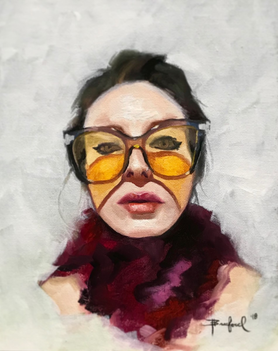 Self Portrait with Yellow Glasses by Britt Bradford 