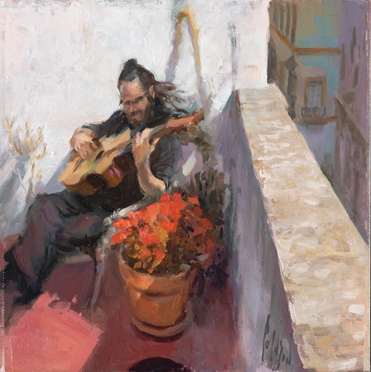 Juan playing on the roof terrace by Rob Pointon 