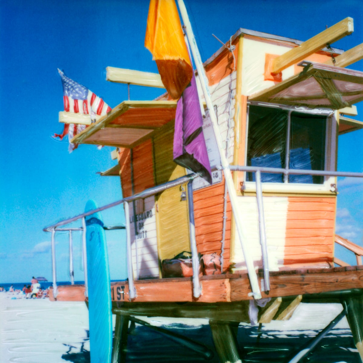 Orange Trailer Lifeguard Stand by Rene Griffith 