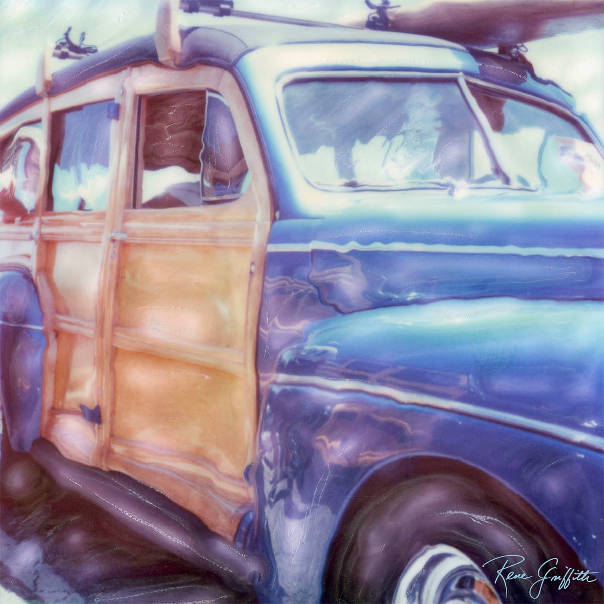 Blue  Surf Woody Wagon by Rene Griffith 