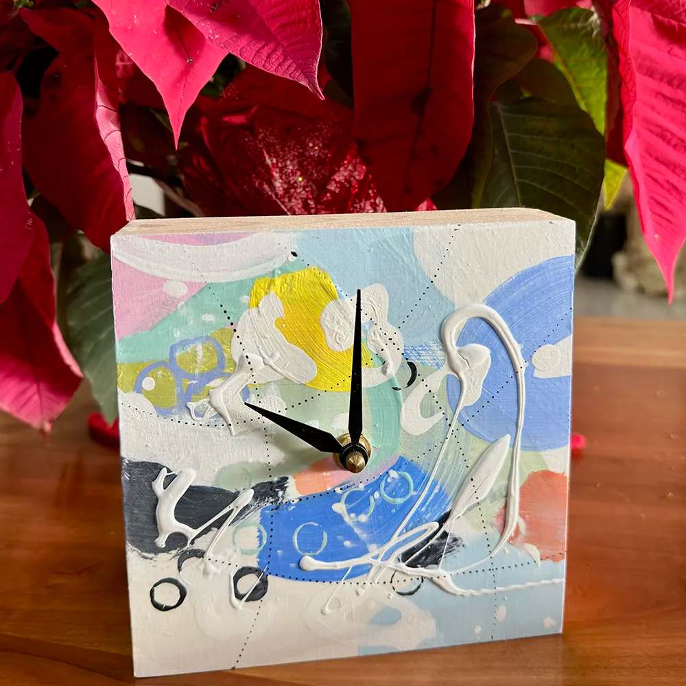 Fun 6x6 inch Clock by Rene Griffith, Image 1.