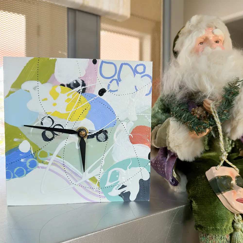 Fun 6x6 inch Clock by Rene Griffith 