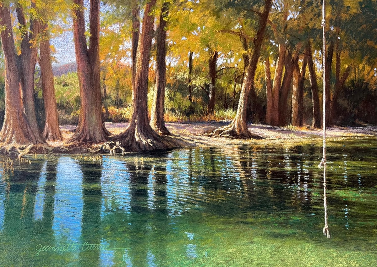 River of Memories by Jeannette Cuevas  Image: Image size 19 x 27“. Framed size 29 x 37“.