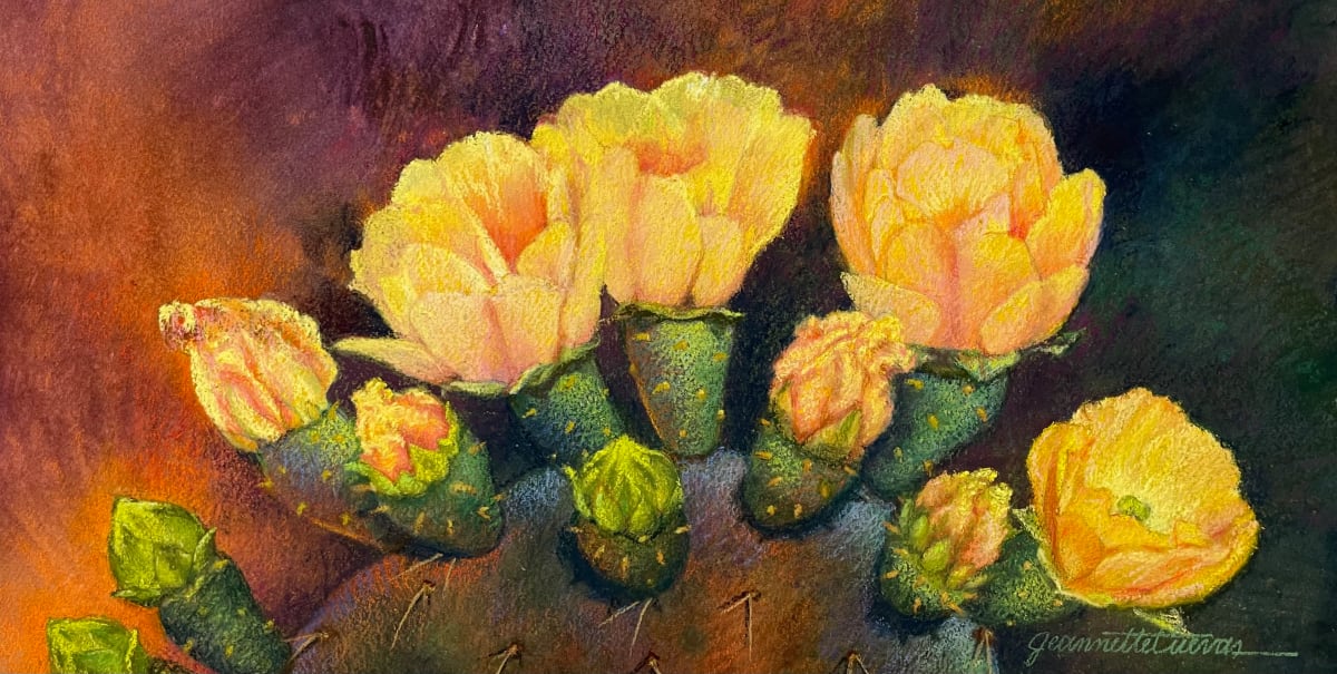 Blaze of Blooms by Jeannette Cuevas  Image: Image size 10 x 19.5“. Framed size 16.5 x 26“.l