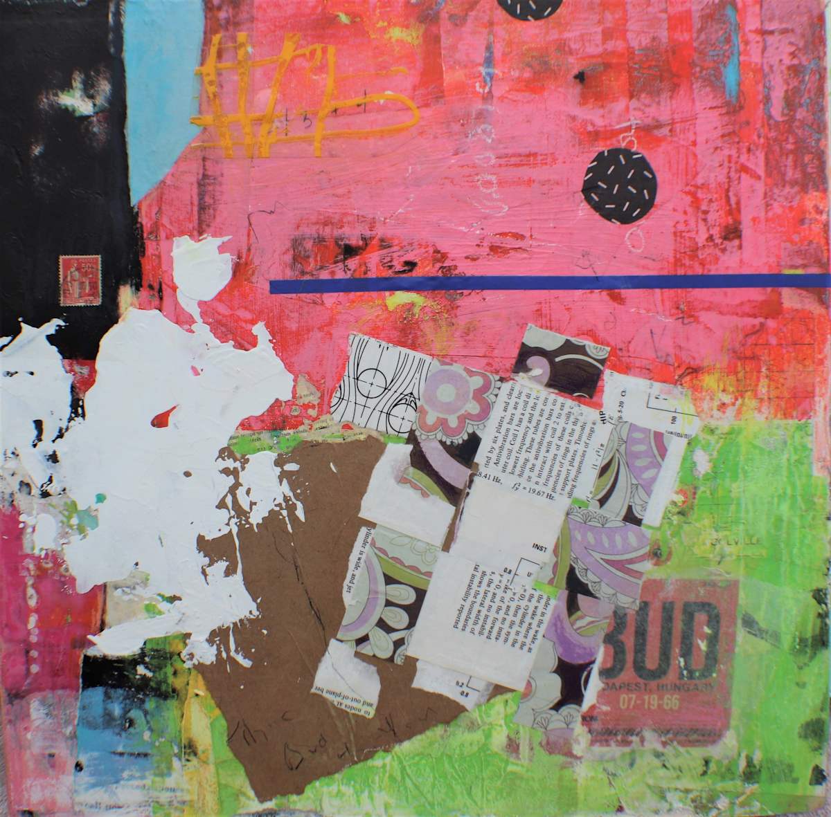This buds for you - Acrylic/Collage on wood panel. by Cory Goulet Artist 