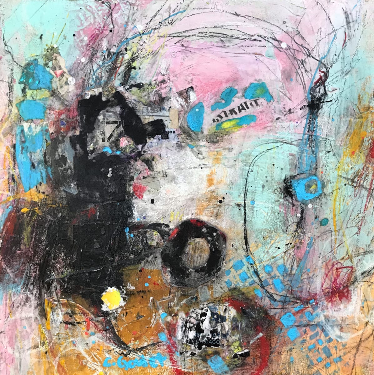 Absolutely Abstract - Acrylic/Collage on wood panel. by Cory Goulet Artist 