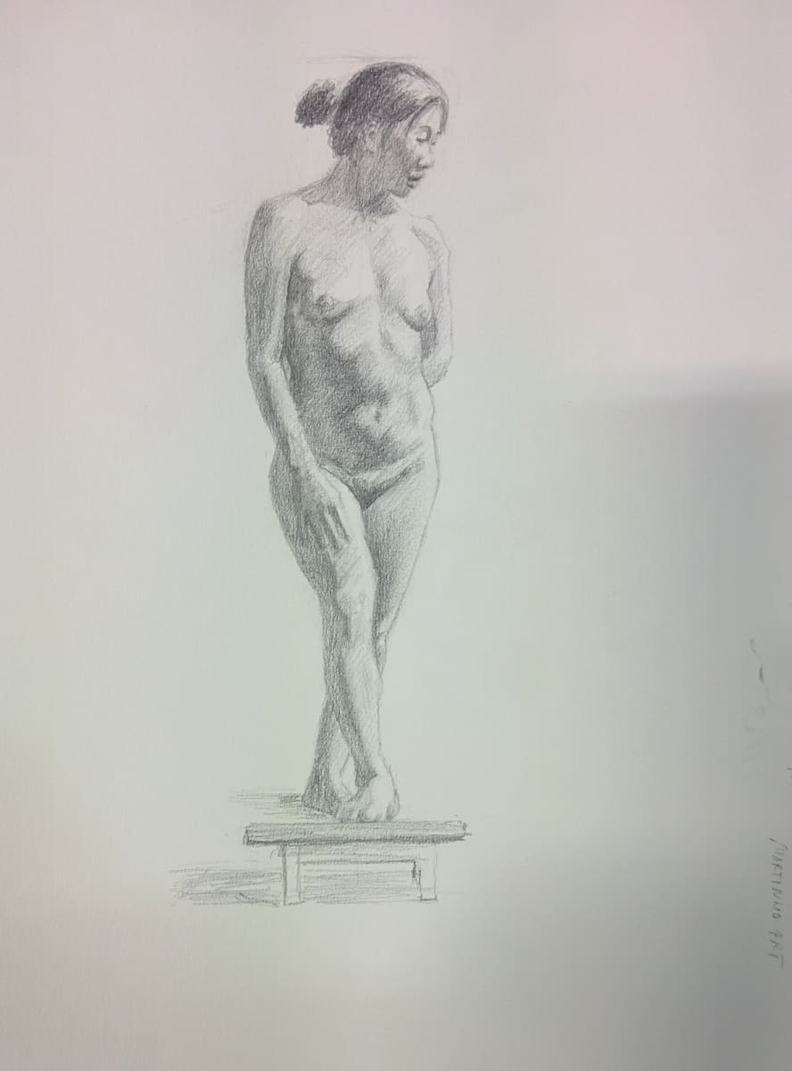 Pencil Life Drawing by Phil Went 