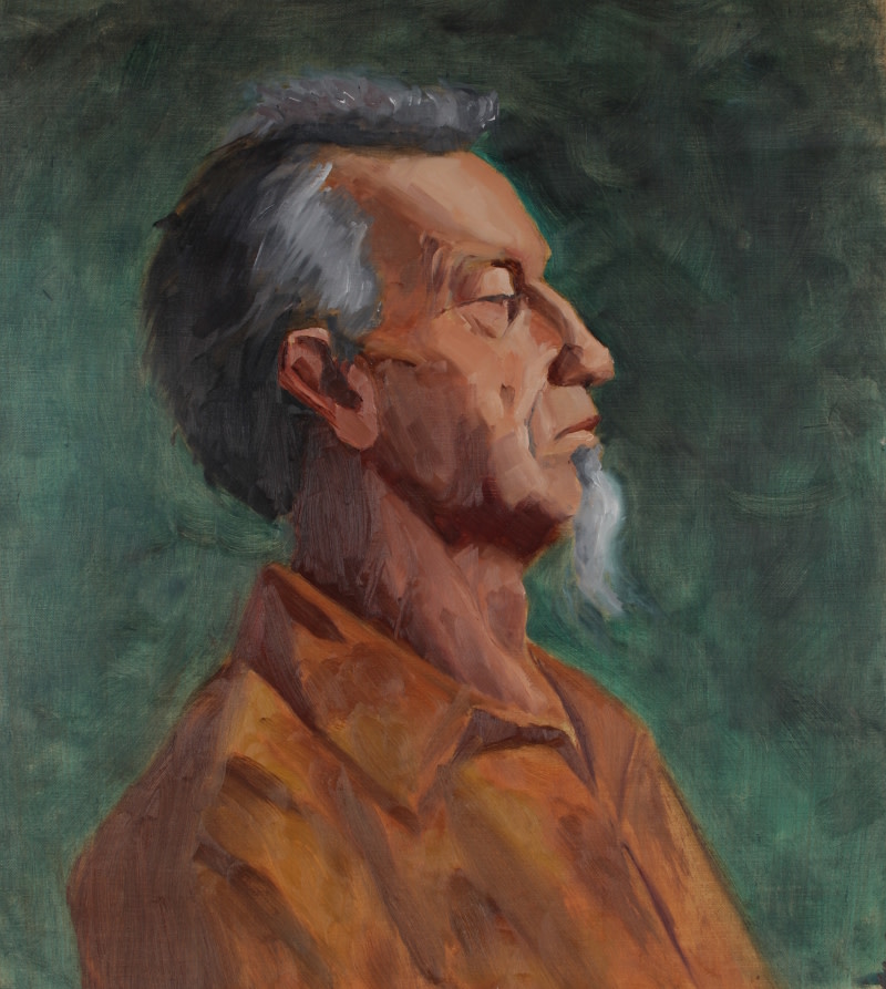 Alla prima portrait of Sculptor Tony McWilliam by Phil Went 