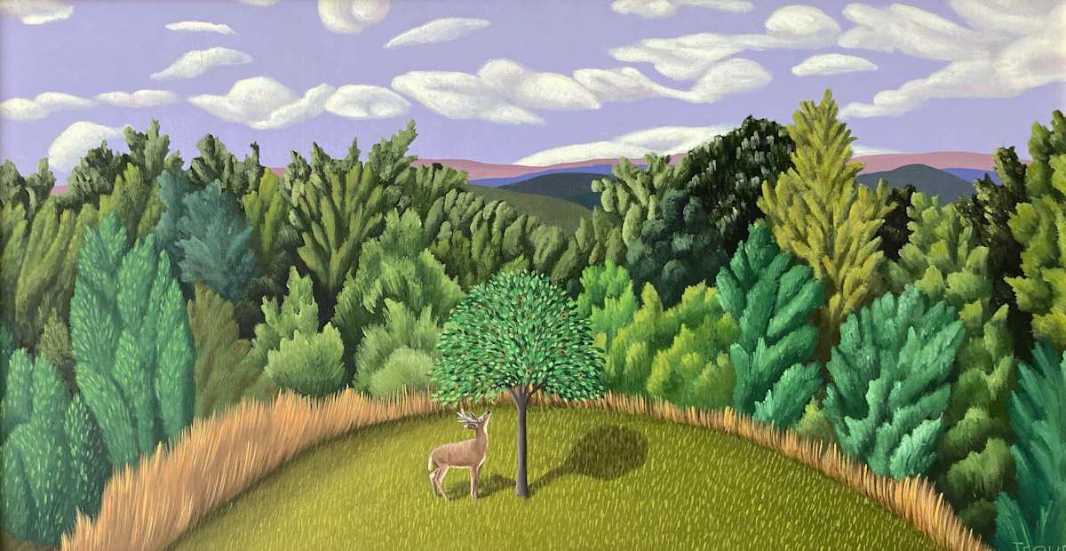DEER AT APPLE TREE by JANE TROUP, Image 1.
