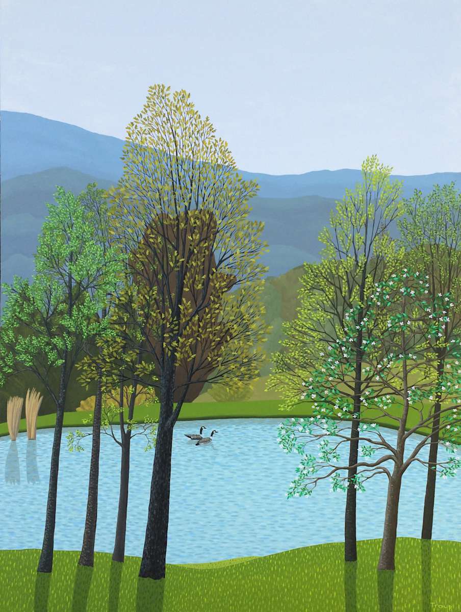 LANDSCAPE WITH POND and GEESE by JANE TROUP, Image 1.
