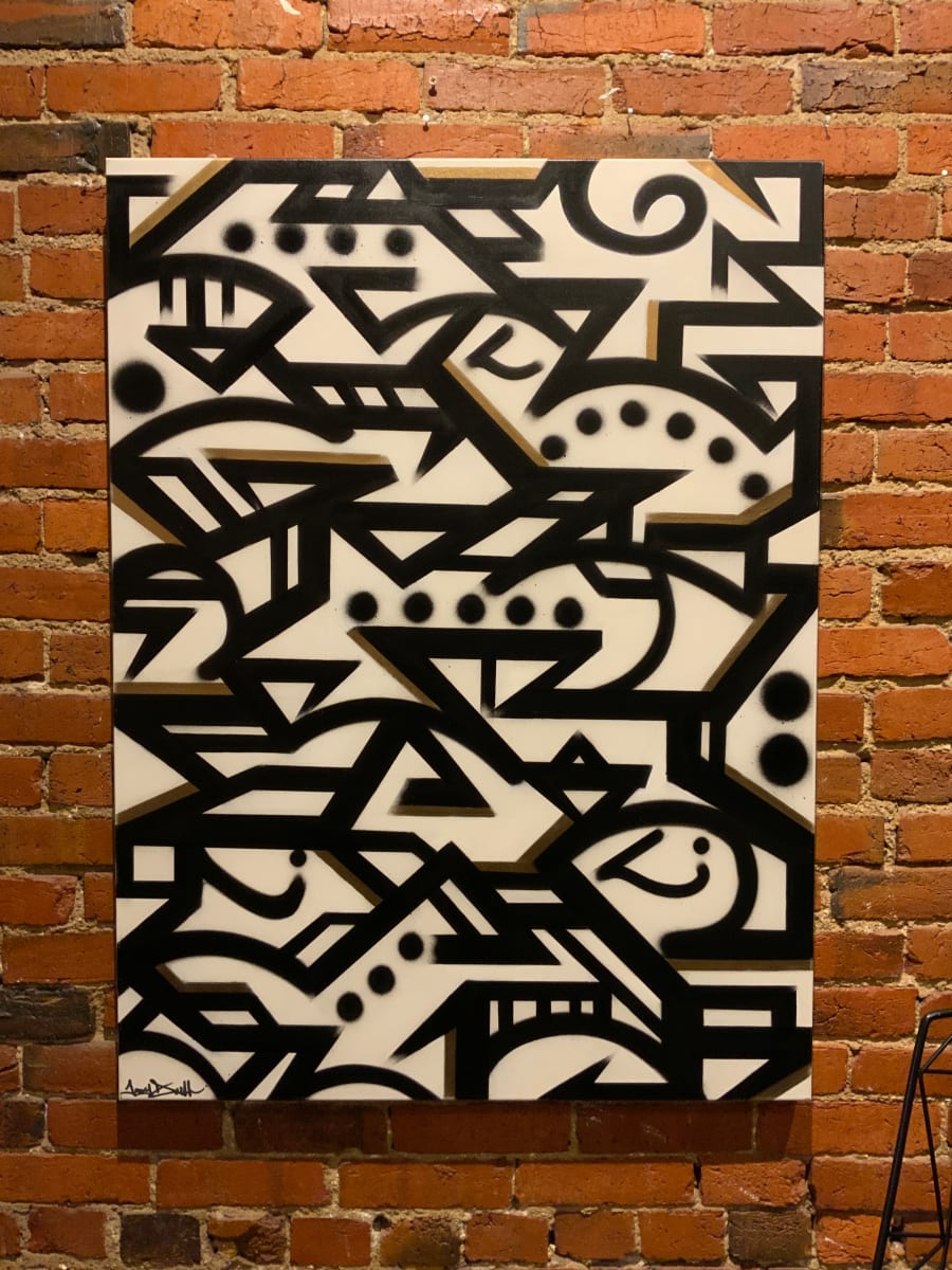 Blk on White with Gold Bars Calligraffiti  by Troy Duff 