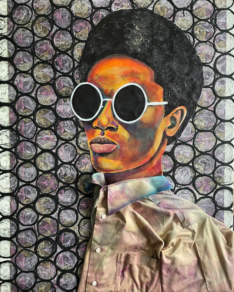 Revolution of the Soul  (dimensional with fabric) by Elise Kendrick 